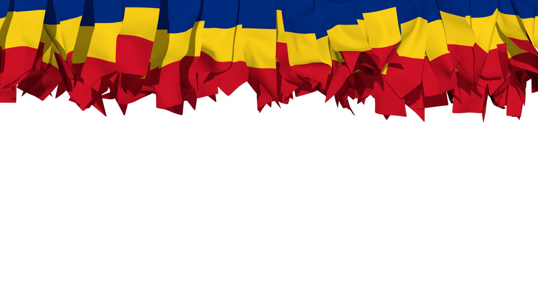 Romania Flag Different Shapes of Cloth Stripe Hanging From Top, Independence Day, 3D Rendering png