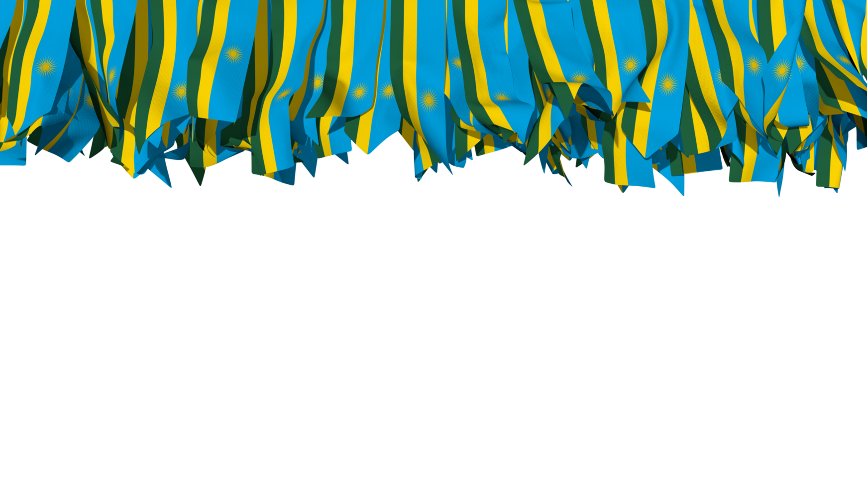 Rwanda Flag Different Shapes of Cloth Stripe Hanging From Top, Independence Day, 3D Rendering png