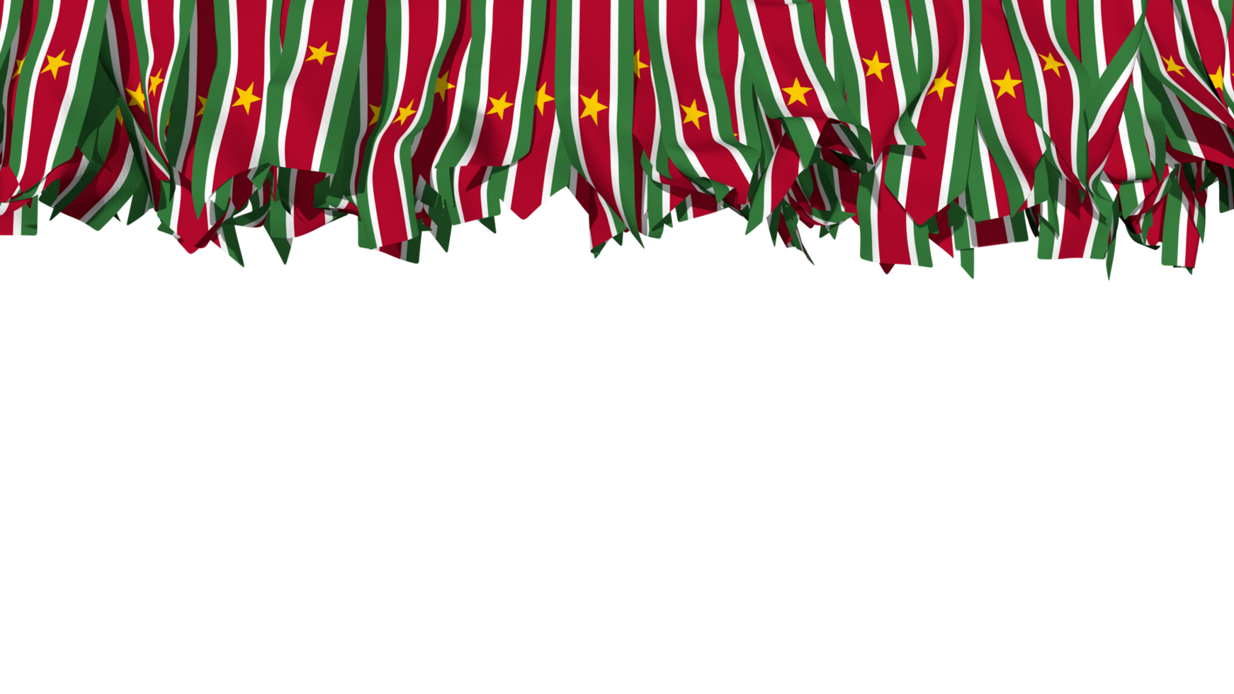 Suriname Flag Different Shapes of Cloth Stripe Hanging From Top, Independence Day, 3D Rendering png