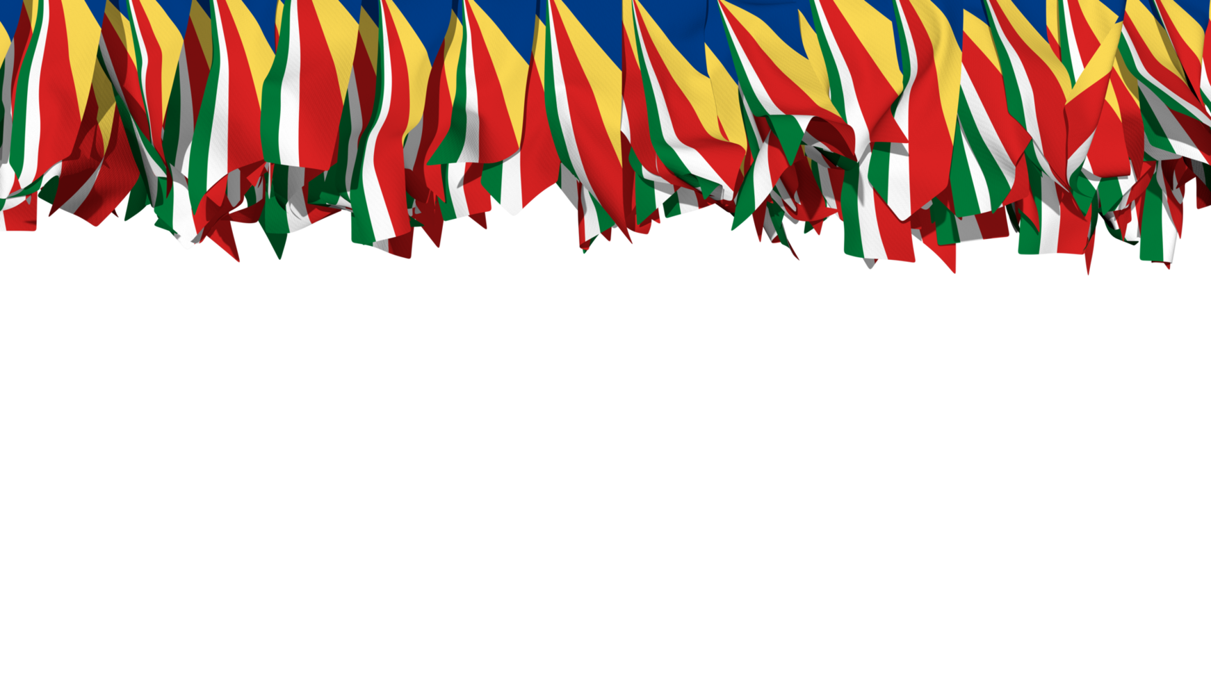 Seychelles Flag Different Shapes of Cloth Stripe Hanging From Top, Independence Day, 3D Rendering png