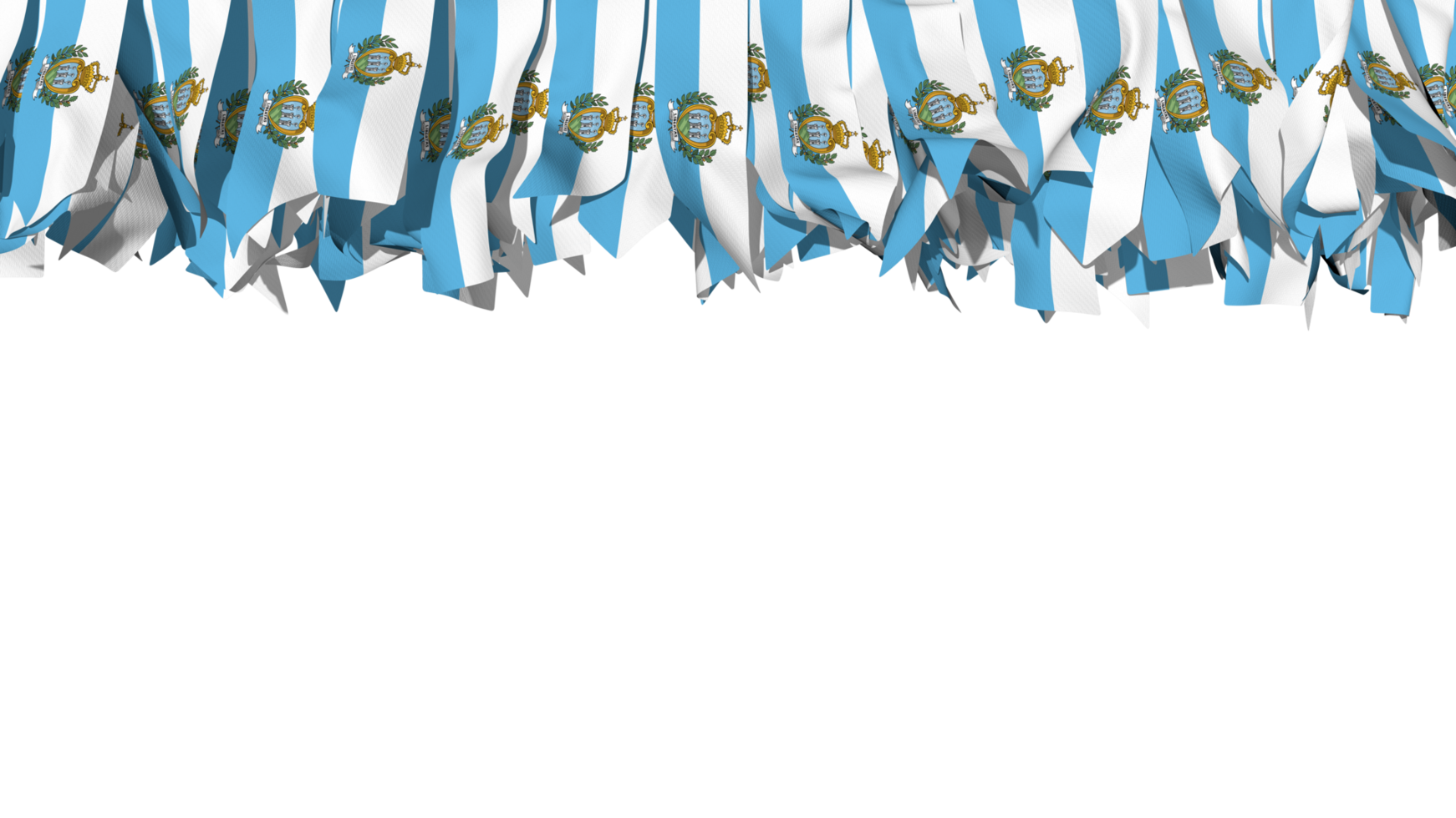 San Marino Flag Different Shapes of Cloth Stripe Hanging From Top, Independence Day, 3D Rendering png