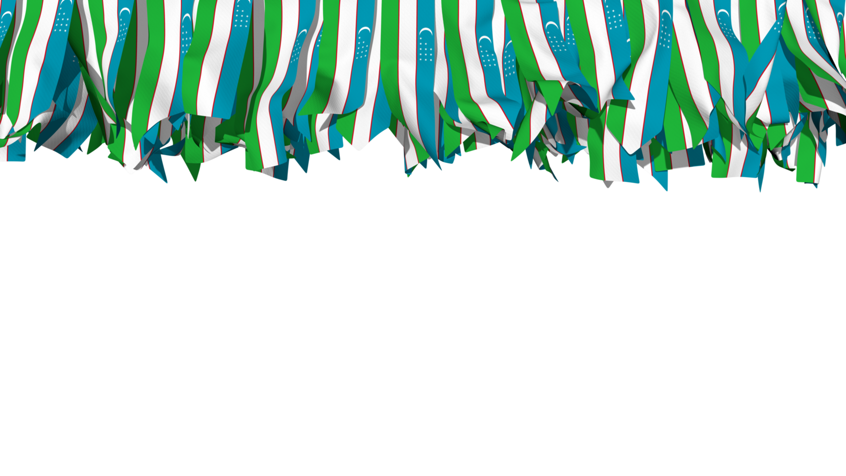 Uzbekistan Flag Different Shapes of Cloth Stripe Hanging From Top, Independence Day, 3D Rendering png