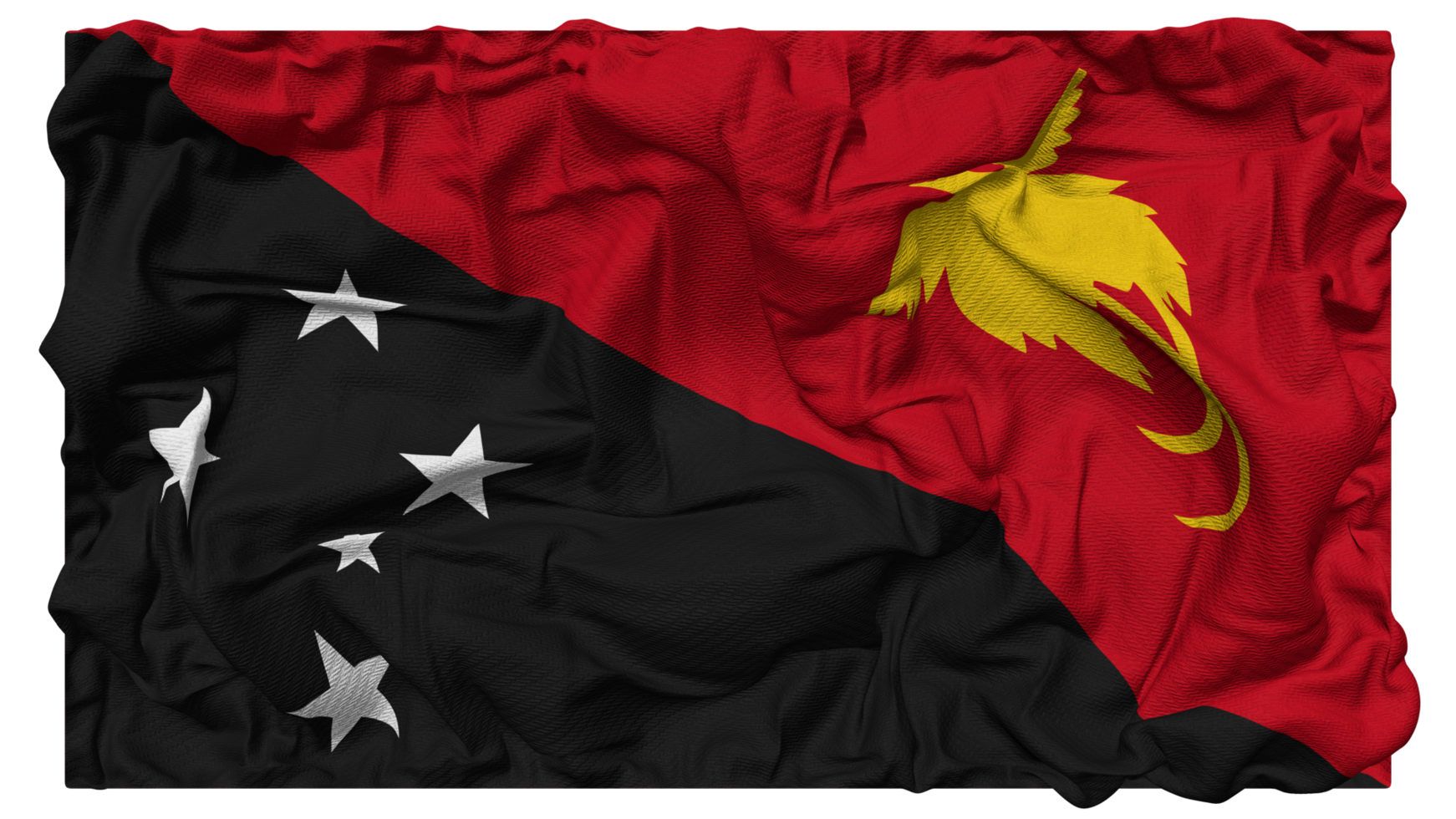 Papua Neu Guinea Flagge Wellen mit realistisch stoßen Textur, Flagge Hintergrund, 3d Rendern png