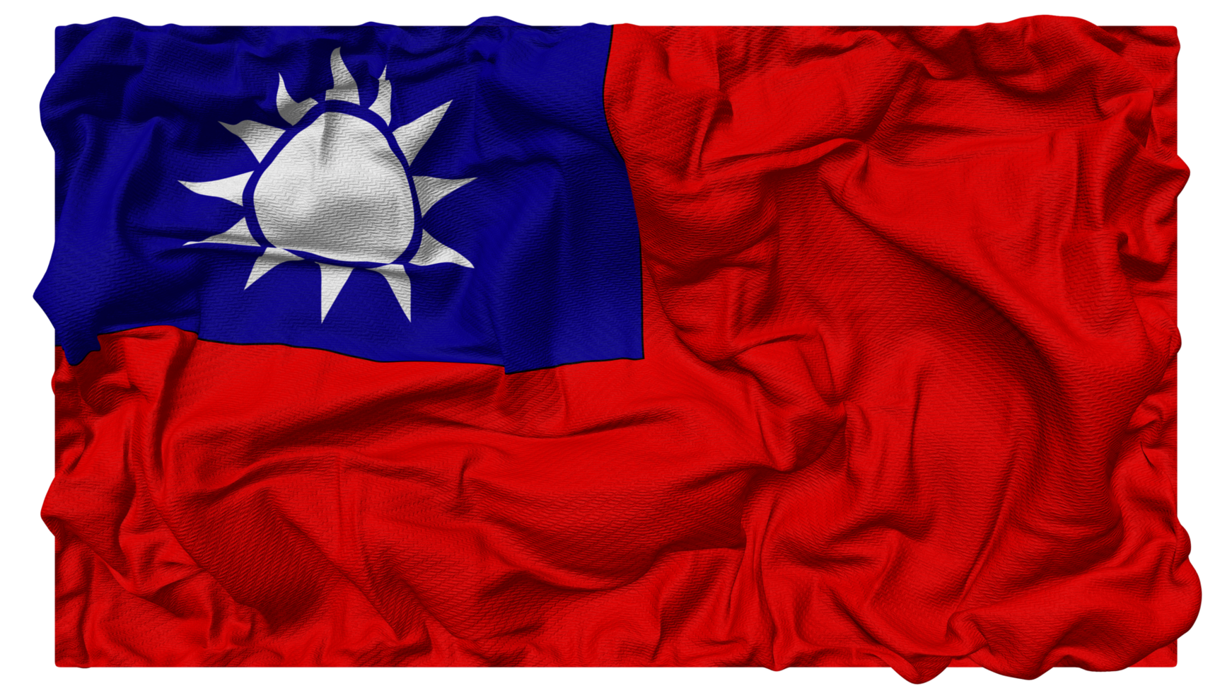 Taiwan Flag Waves with Realistic Bump Texture, Flag Background, 3D Rendering png