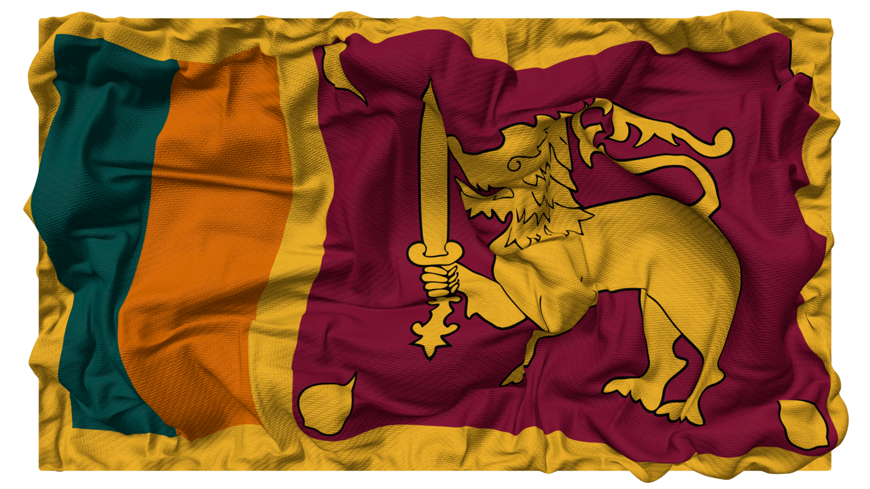 Sri Lanka Flag Waves with Realistic Bump Texture, Flag Background, 3D Rendering png
