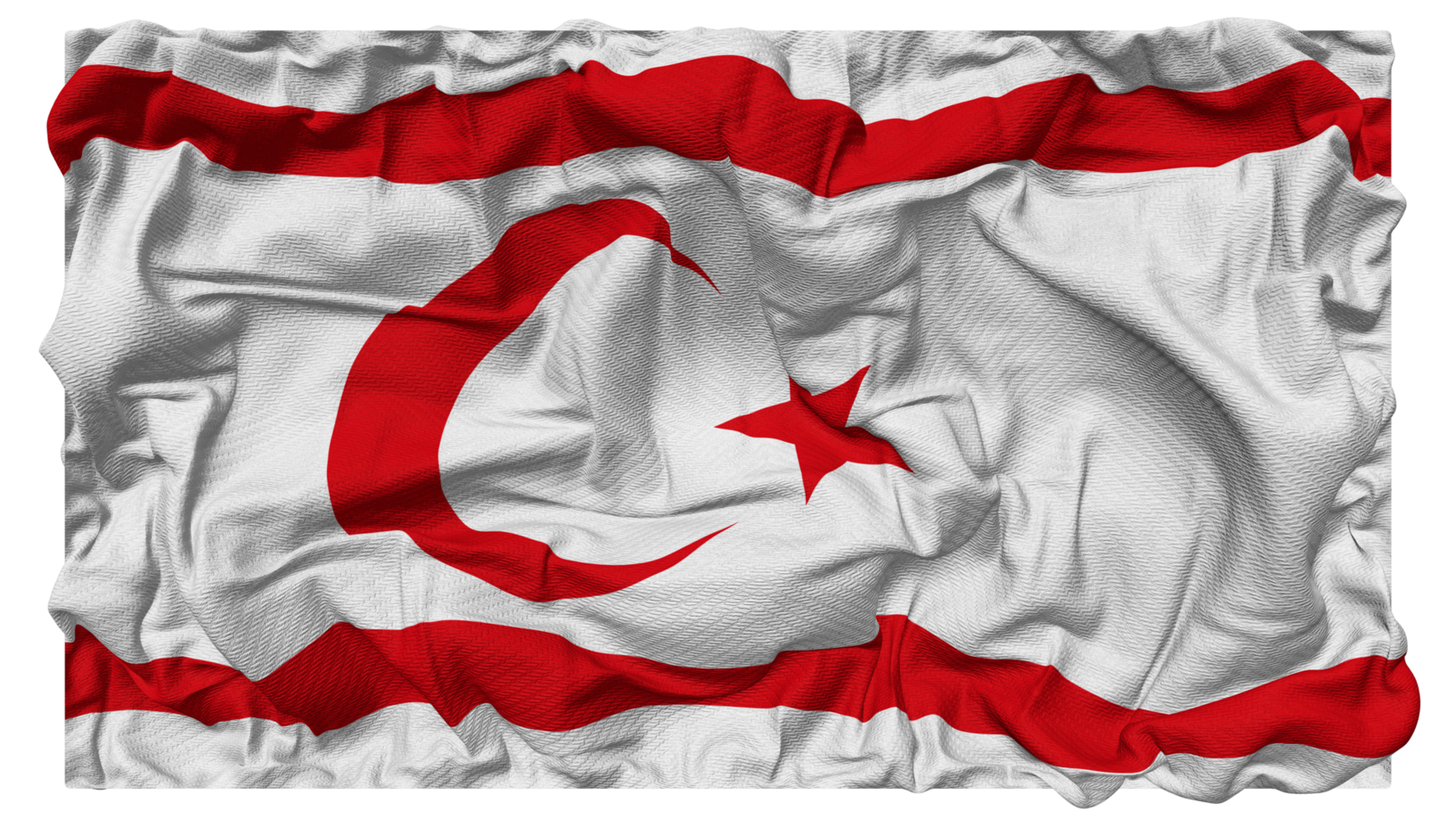 Türkisch Republik von Nord Zypern Flagge Wellen mit realistisch stoßen Textur, Flagge Hintergrund, 3d Rendern png