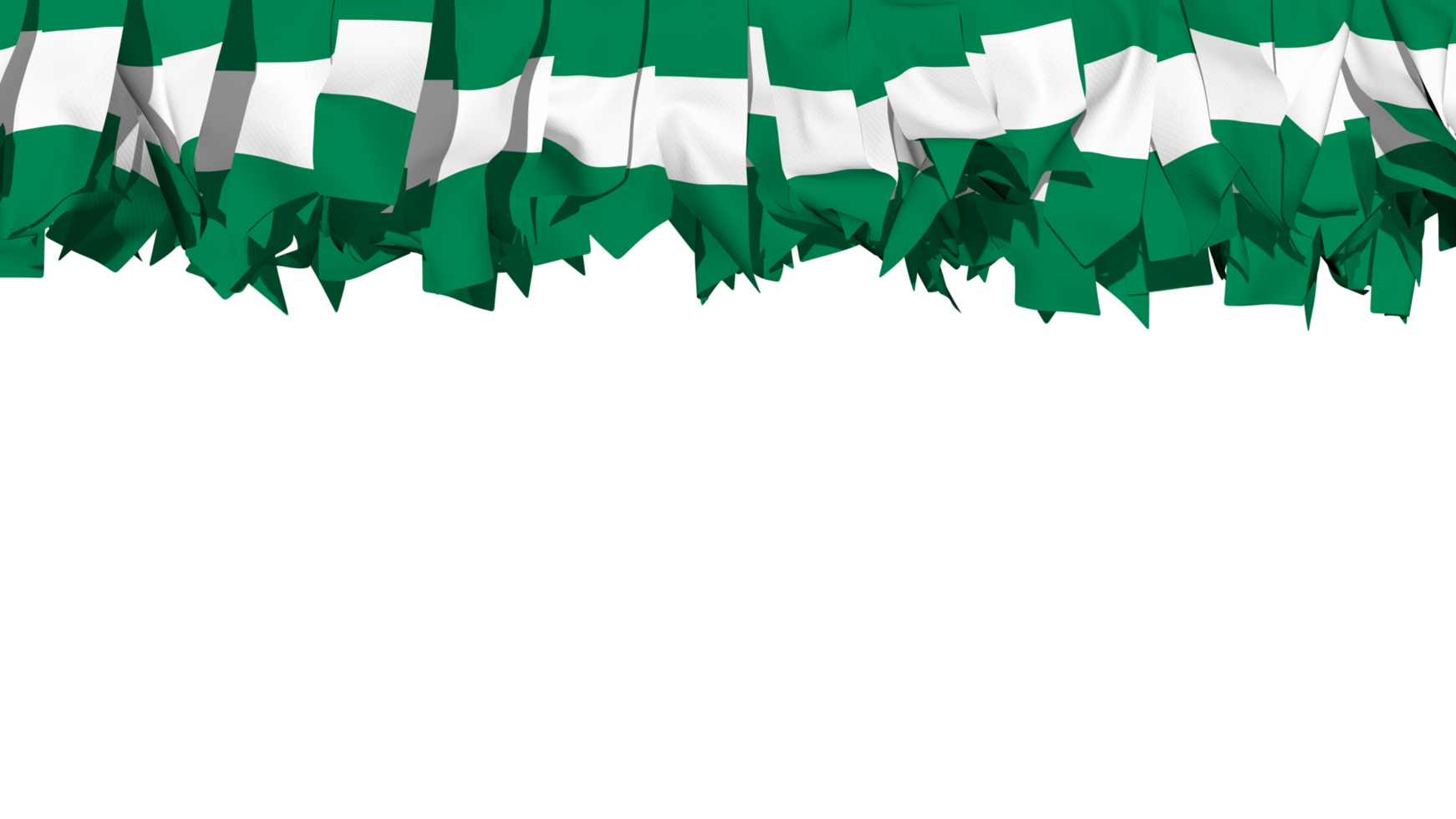 Nigeria drapeau différent formes de tissu Bande pendaison de haut, indépendance jour, 3d le rendu png