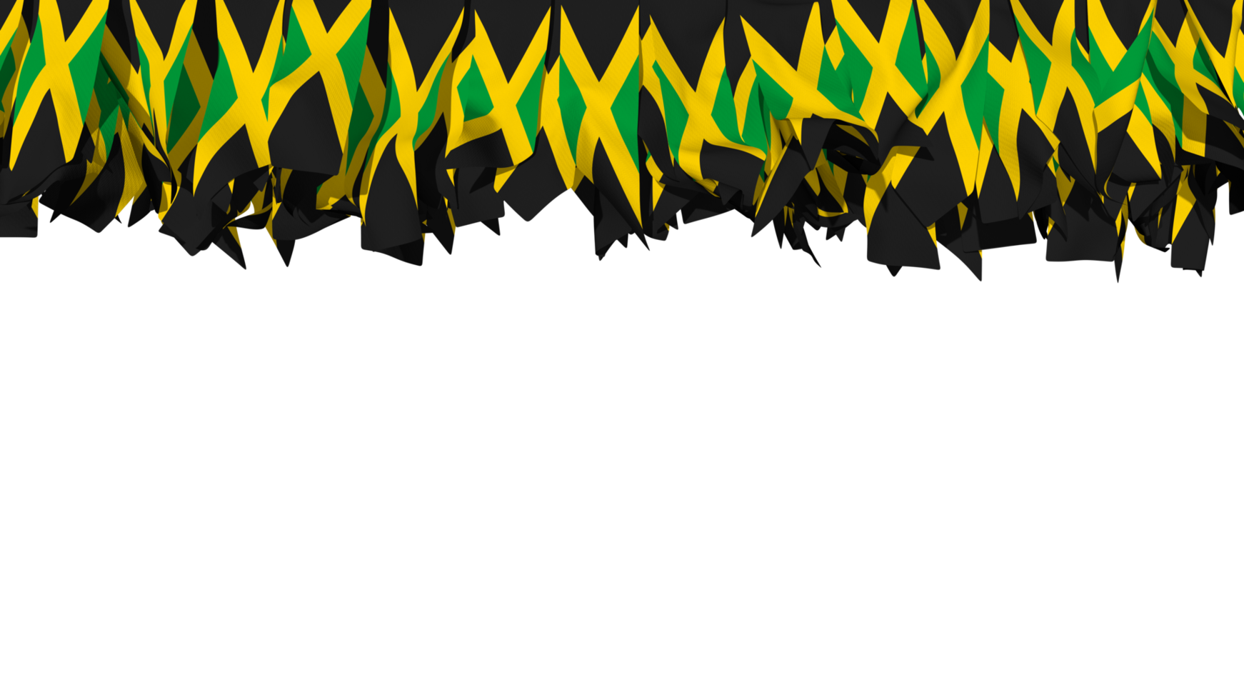 Jamaica Flag Different Shapes of Cloth Strip Hanging From Top, Independence Day, 3D Rendering png