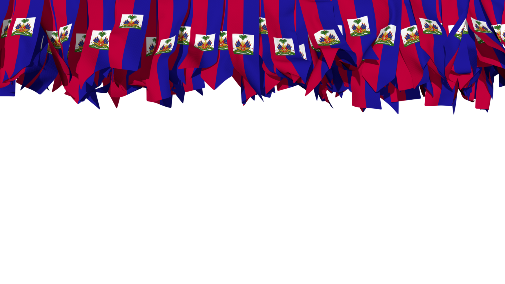 Haiti Flag Different Shapes of Cloth Strip Hanging From Top, Independence Day, 3D Rendering png