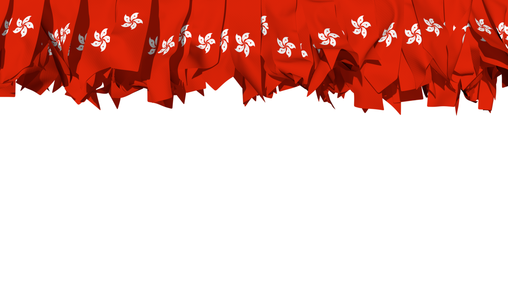 Hong kong Flagge anders Formen von Stoff Streifen hängend von Spitze, Unabhängigkeit Tag, 3d Rendern png