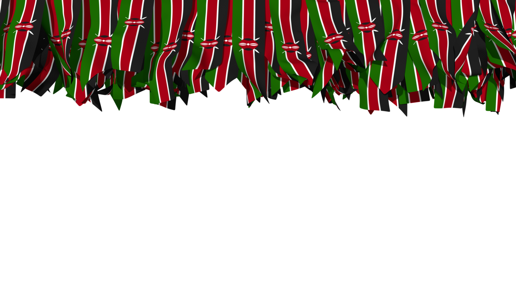 Kenia bandera diferente formas de paño raya colgando desde arriba, independencia día, 3d representación png