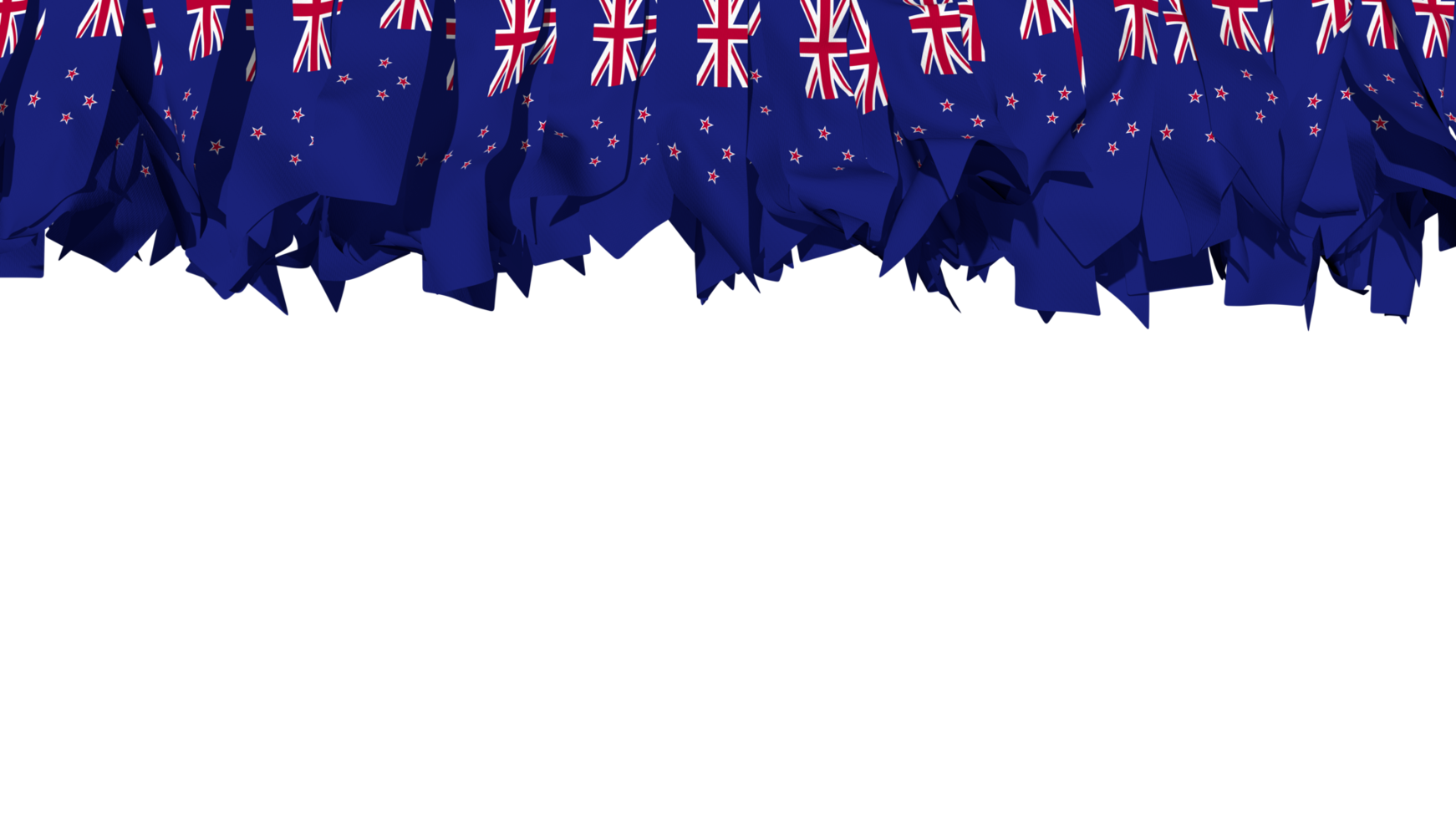 New Zealand Flag Different Shapes of Cloth Stripe Hanging From Top, Independence Day, 3D Rendering png