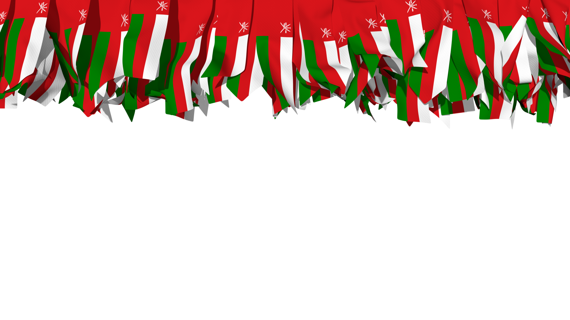 Oman Flag Different Shapes of Cloth Stripe Hanging From Top