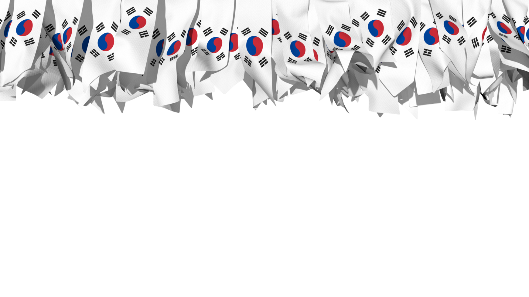 Sud Corea bandiera diverso forme di stoffa banda sospeso a partire dal superiore, indipendenza giorno, 3d interpretazione png