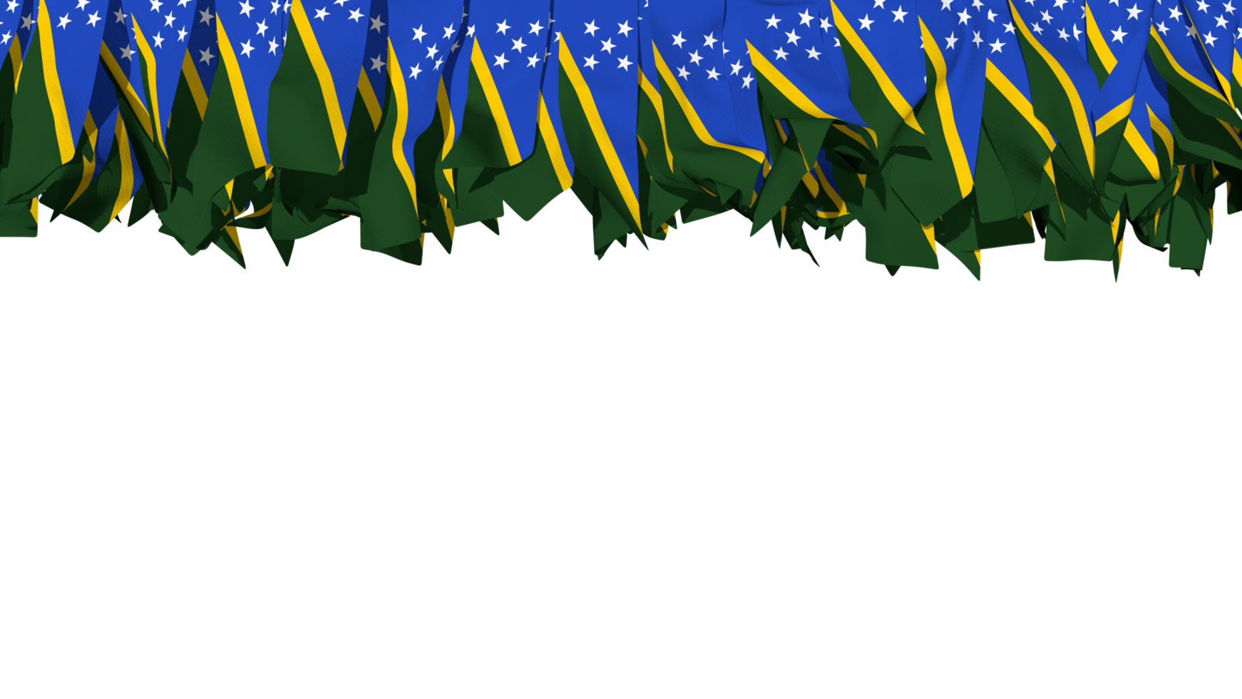Solomon Islands Flag Different Shapes of Cloth Stripe Hanging From Top, Independence Day, 3D Rendering png
