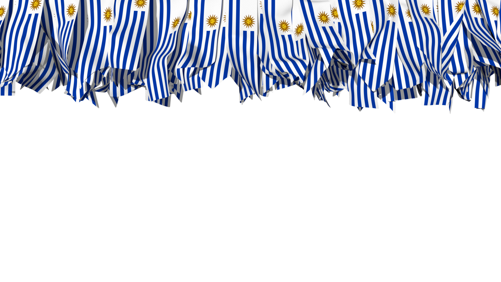 Uruguay Flag Different Shapes of Cloth Stripe Hanging From Top, Independence Day, 3D Rendering png