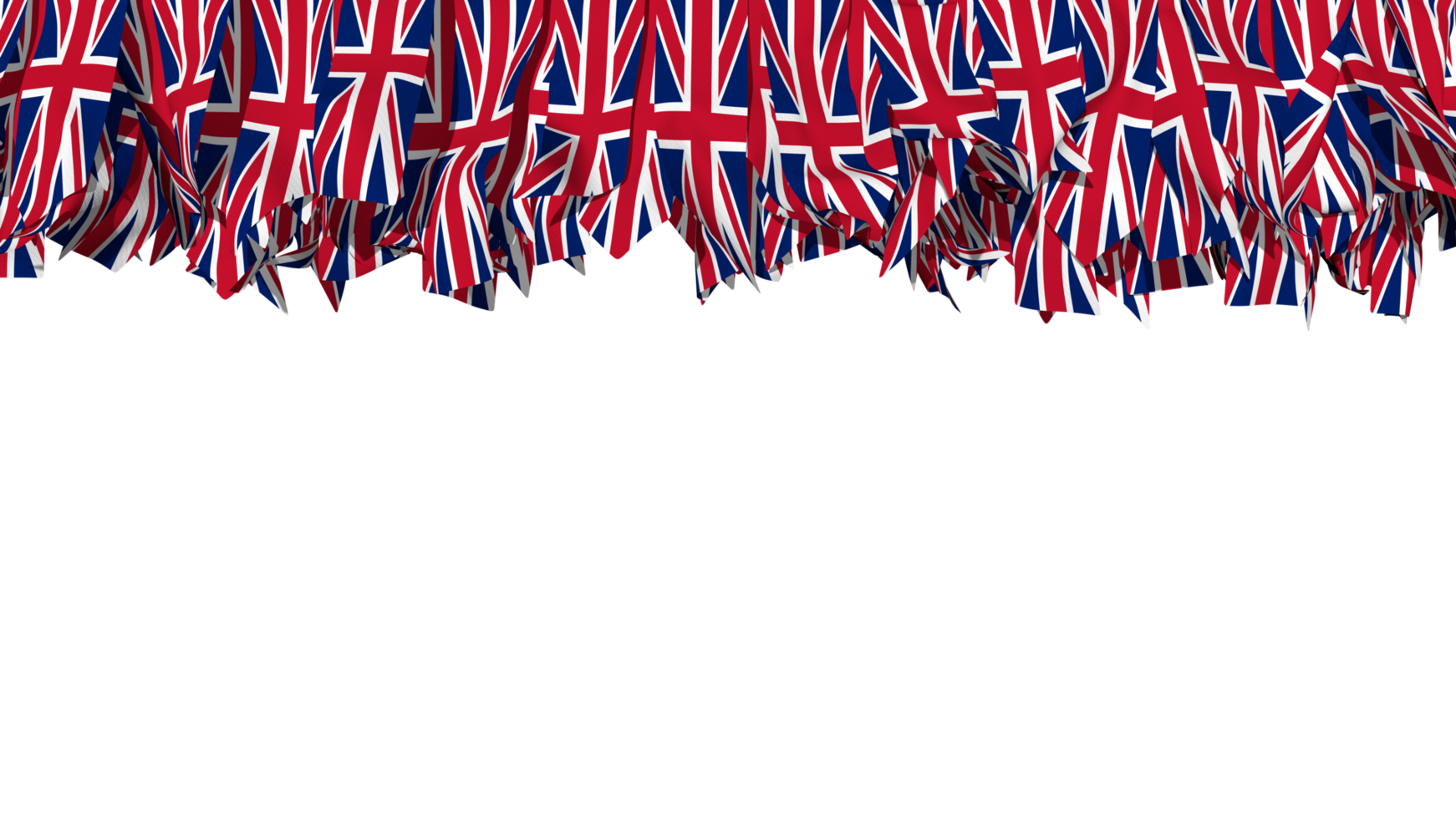 United Kingdom Flag Different Shapes of Cloth Stripe Hanging From Top, Independence Day, 3D Rendering png