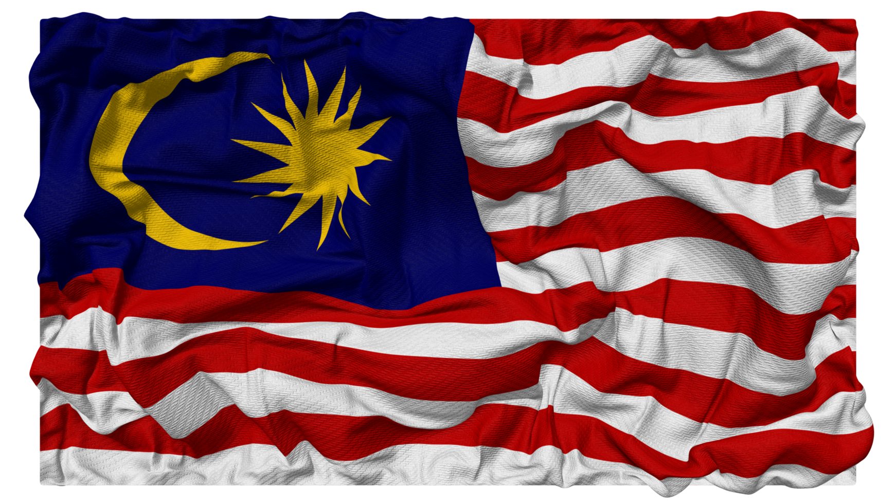 Malaysia Flagge Wellen mit realistisch stoßen Textur, Flagge Hintergrund, 3d Rendern png