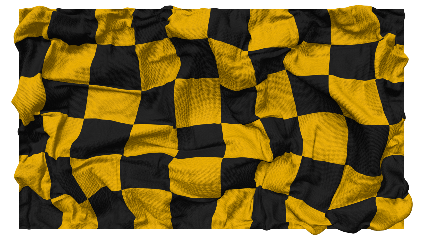 noir et Jaune à carreaux drapeau vagues avec réaliste bosse texture, drapeau arrière-plan, 3d le rendu png