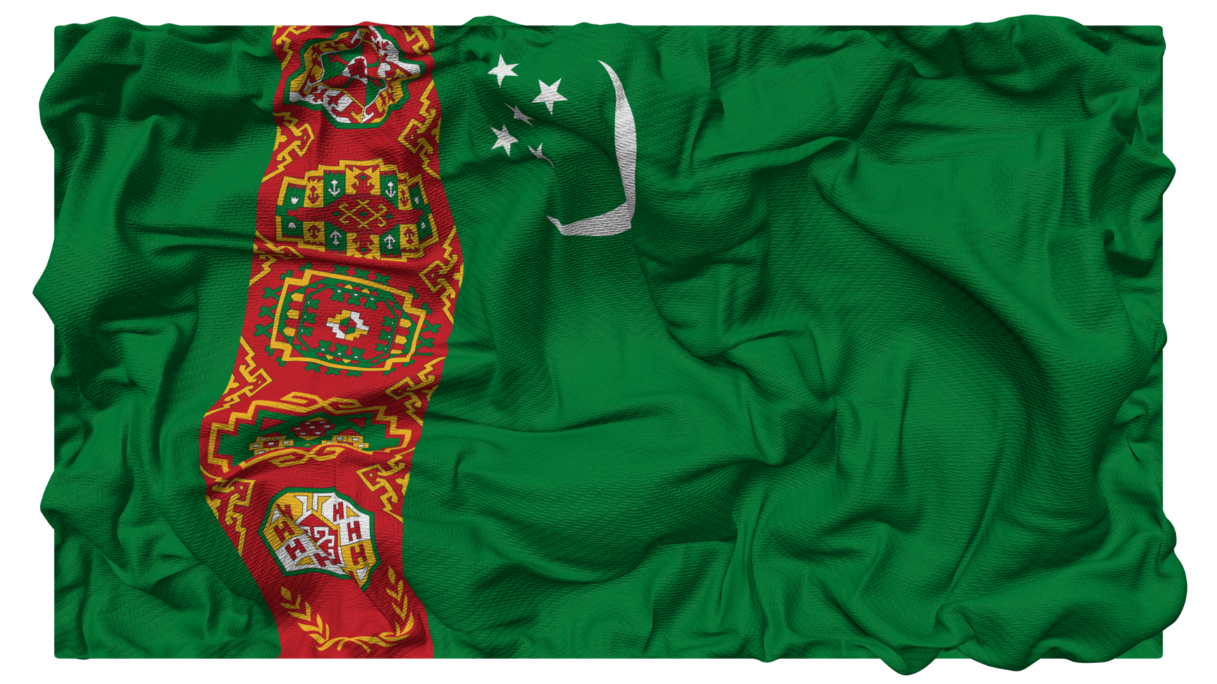 Turkmenistan Flag Waves with Realistic Bump Texture, Flag Background, 3D Rendering png