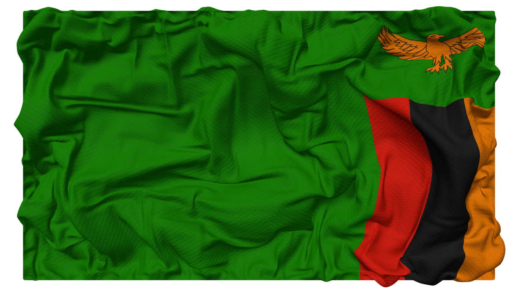 Zambia Flag Waves with Realistic Bump Texture, Flag Background, 3D Rendering png