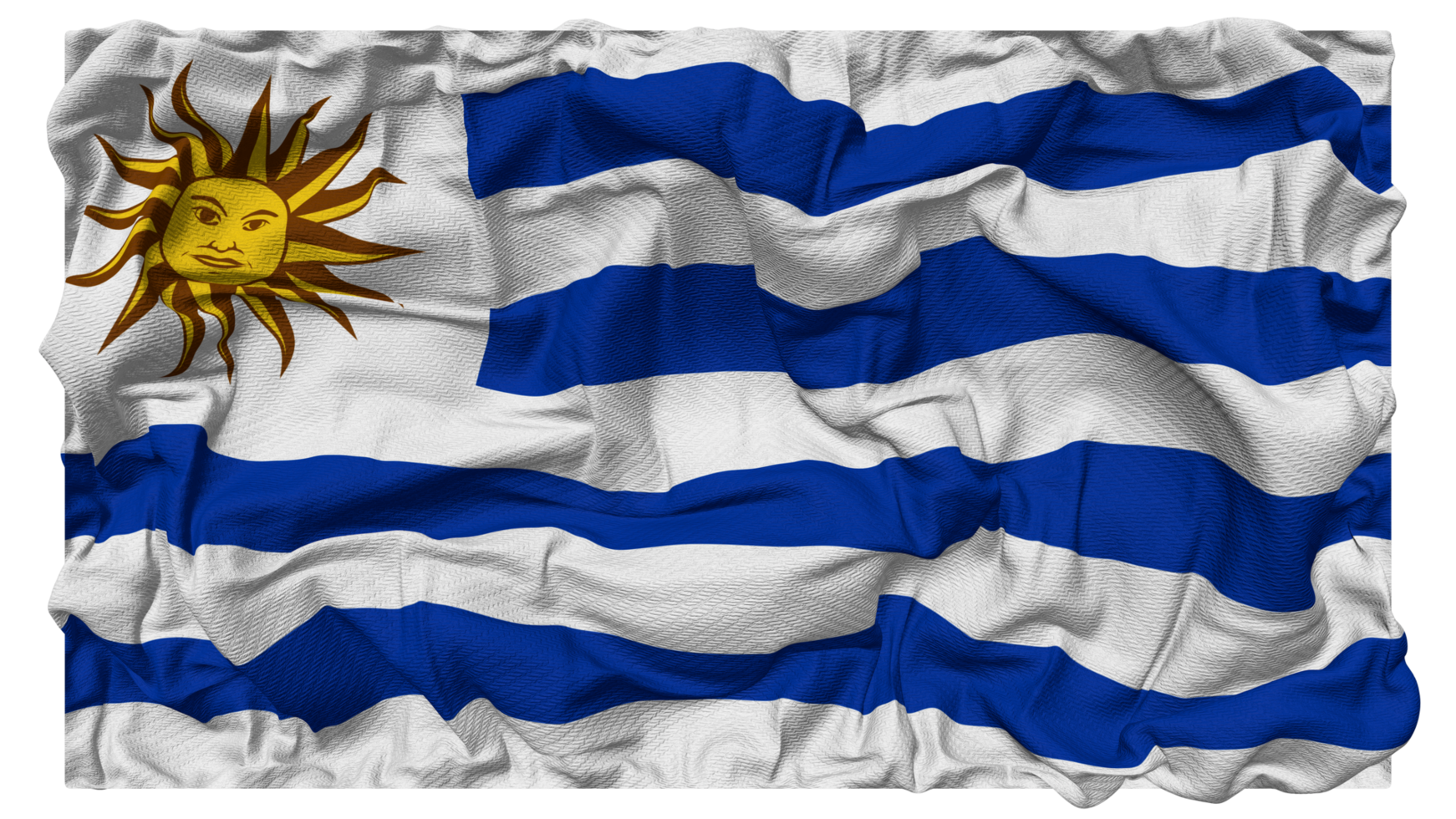 Uruguai bandeira ondas com realista colisão textura, bandeira fundo, 3d Renderização png