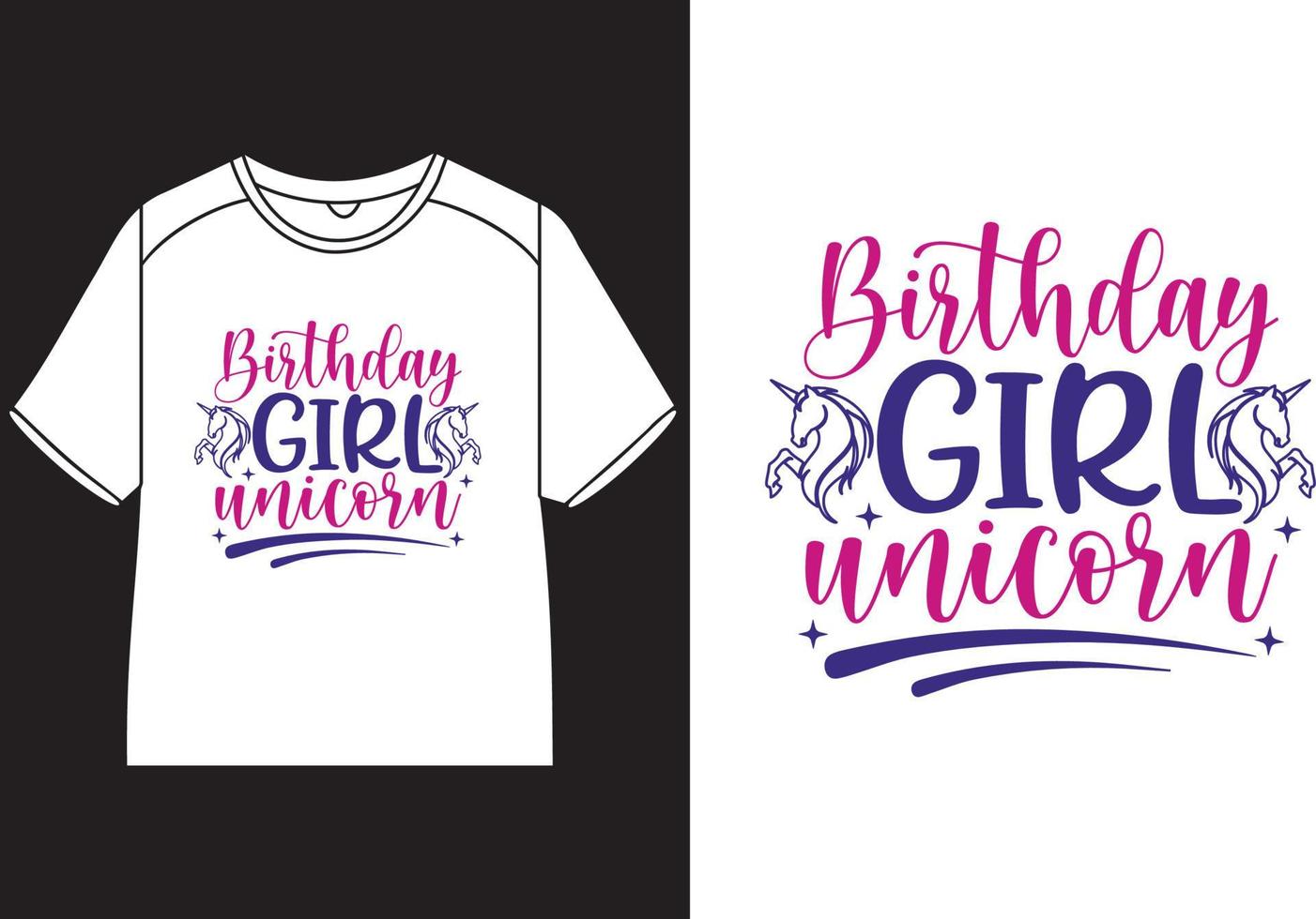 cumpleaños niña unicornio camiseta diseño vector