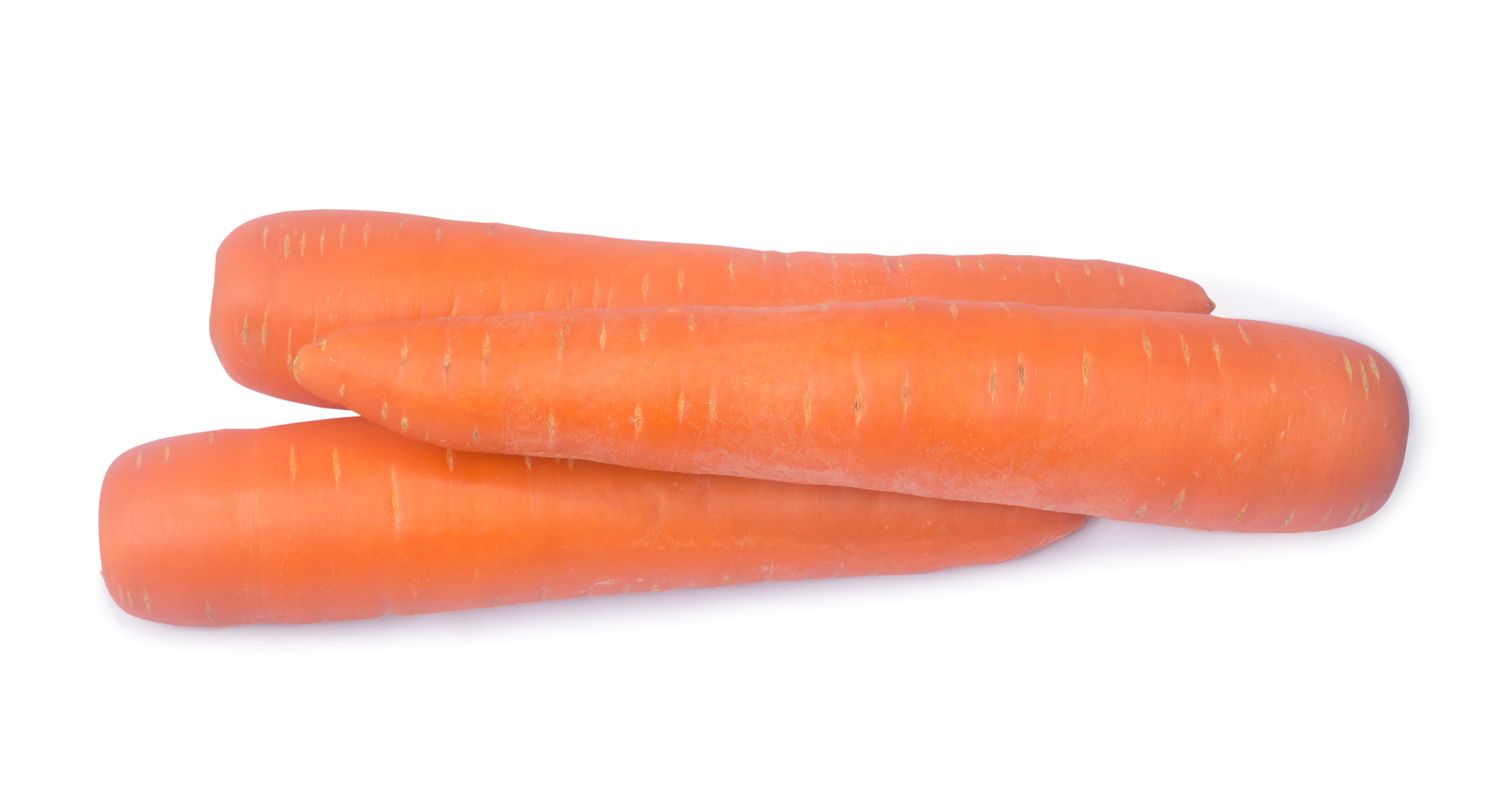 Free Top view of three orange carrots vegetable in stack isolated with clipping path and shadow