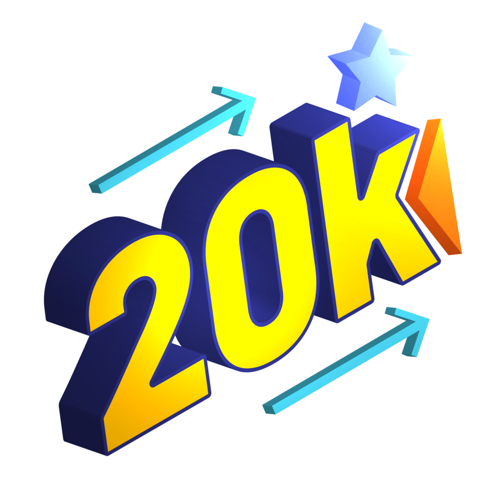 20K subscriber, follower 3d image png