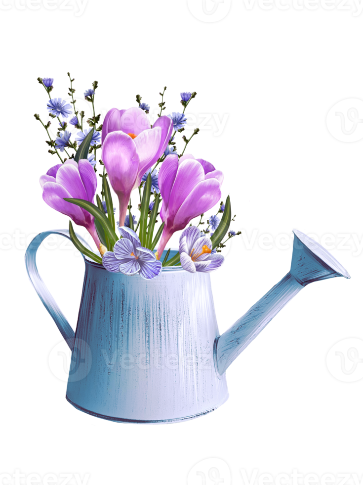 crocuses in a flowerpot illustration png