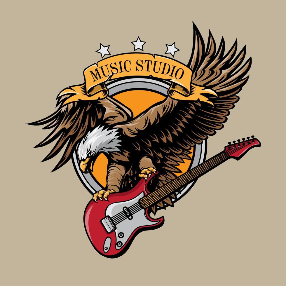 águila y guitarra vector ilustración