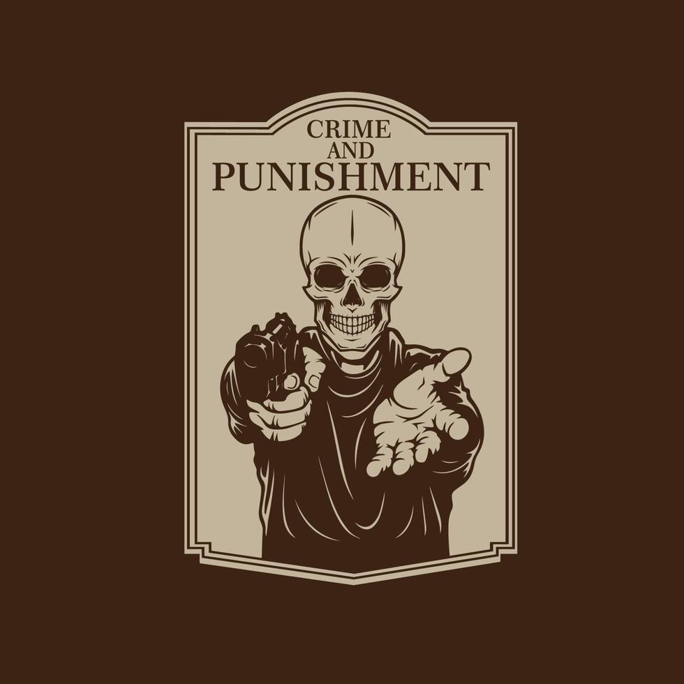 skull holding gun vector illustration