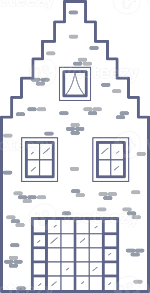 Amsterdam maison. façade de européen vieux bâtiment. Hollande maison. contour illustration png