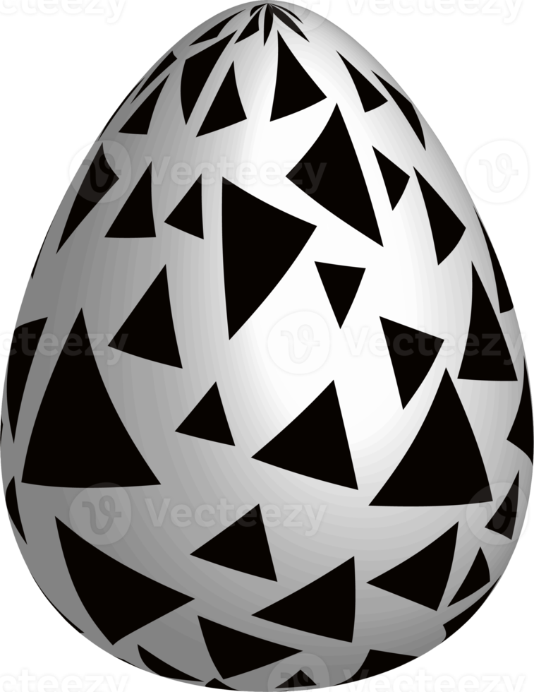 Monochrome Easter egg with pattern. Realistic celebration symbol png