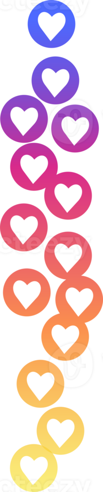 Flying hearts on transparent background. Love likes emotions for social media. Positive reaction and feedback png