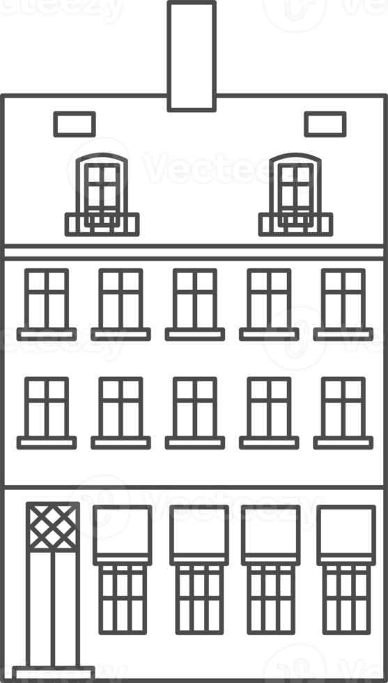 Old European houses. Architecture of the Netherlands. Outline illustration png