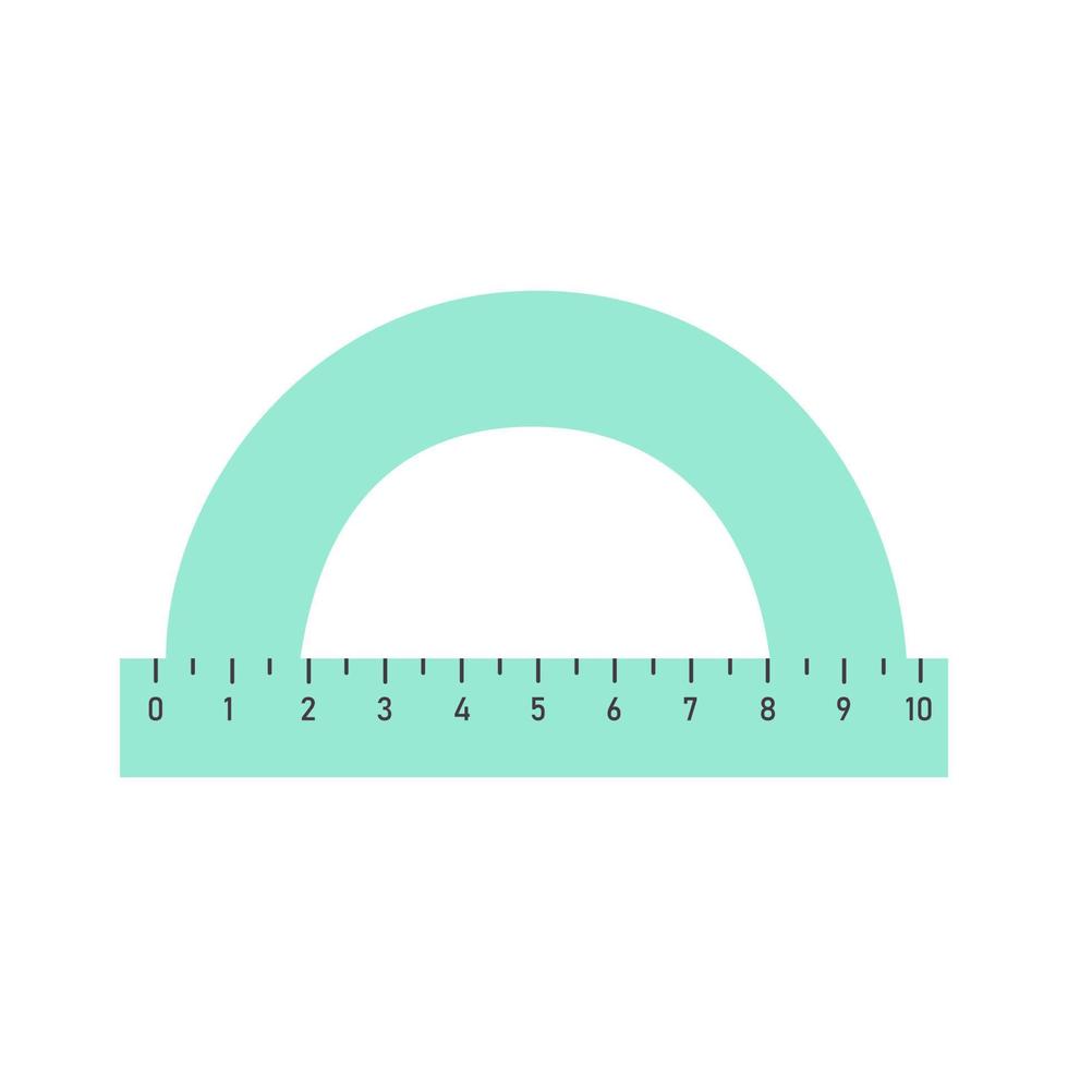 Protractor ruler isolated on white background. Measurement and drawing tool. Tilt angle meter. vector