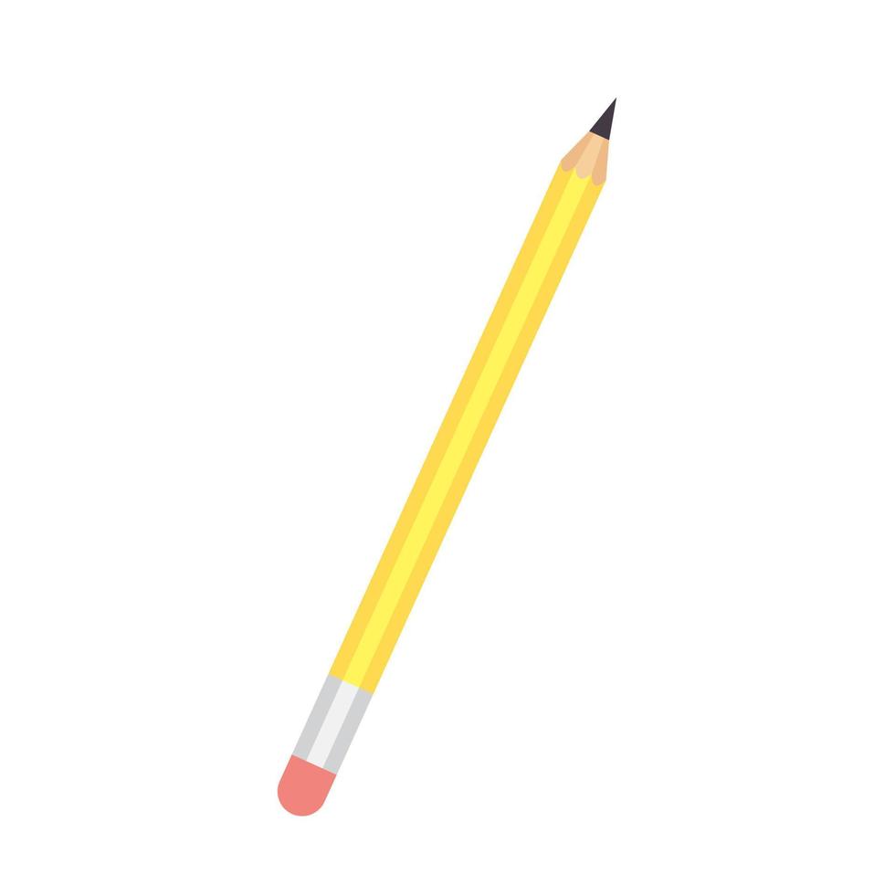 Pencil with eraser isolated on white background. School office supply, stationery. vector