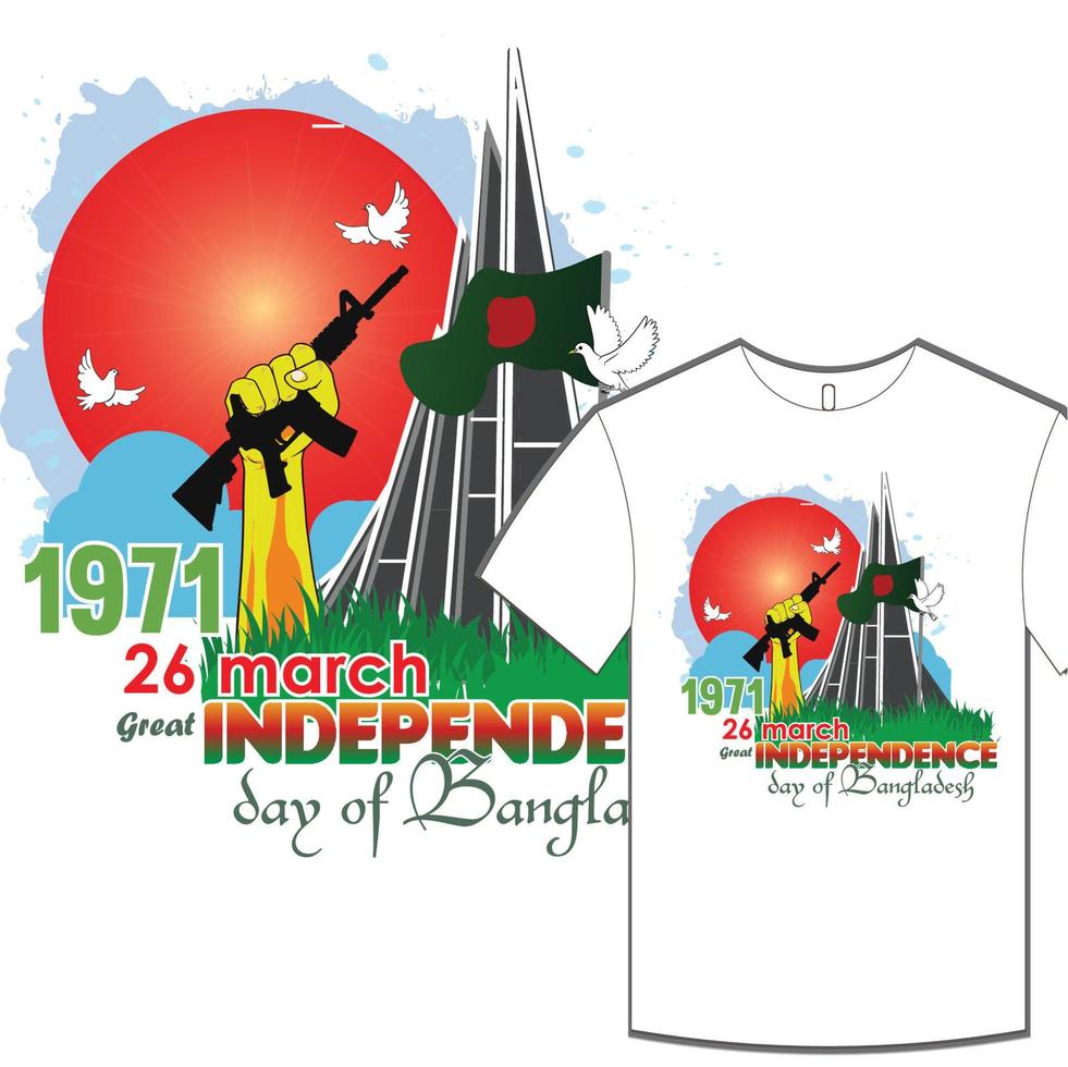 Independence Day of Bangladesh and typographic t-shirt design vector