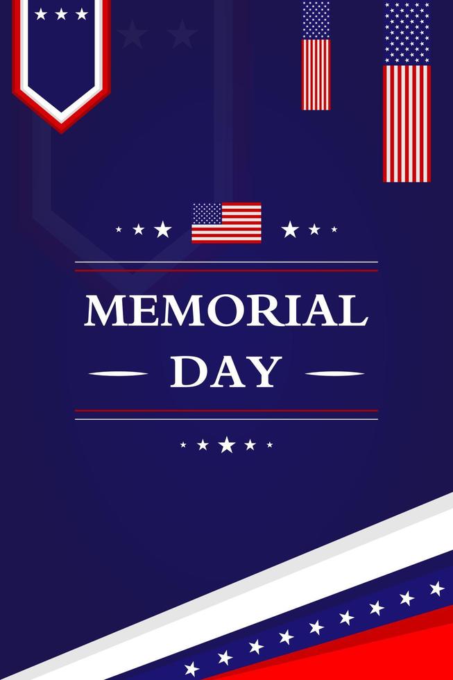 Memorial day background template. Vector illustration.