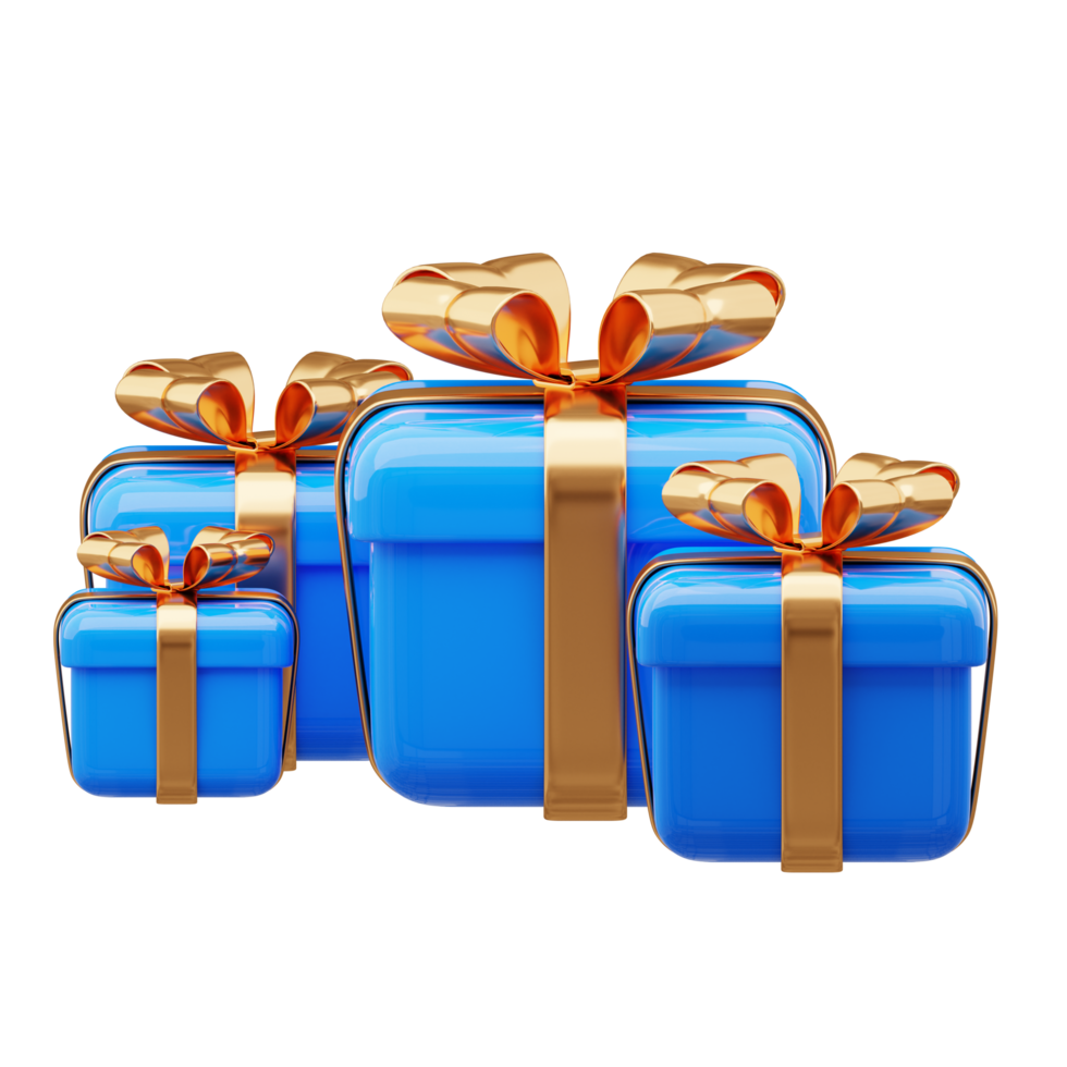 3d blauw geschenk doos met boodschappen doen zak png