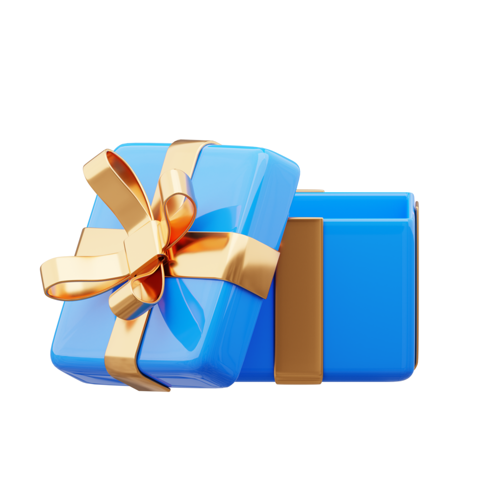 3d azul regalo caja con compras bolso png