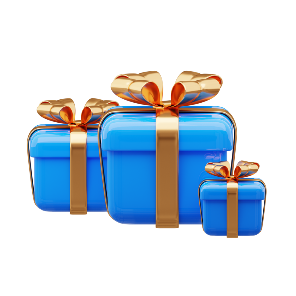 3d blauw geschenk doos met boodschappen doen zak png