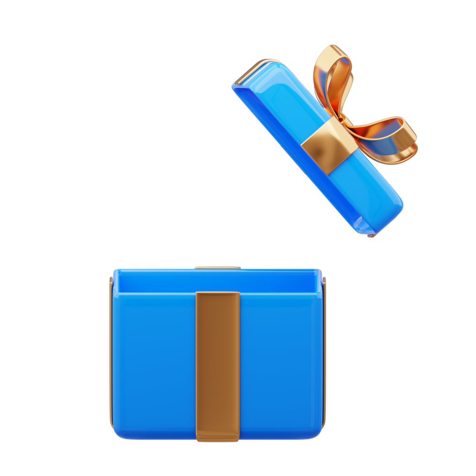 3d azul regalo caja con compras bolso png