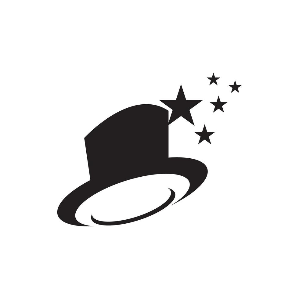 magia sombrero y varita mágica icono, logotipo ilustración diseño vector