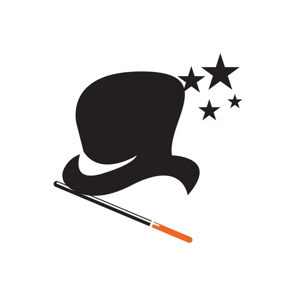 Magic hat and wand icon,logo illustration design vector