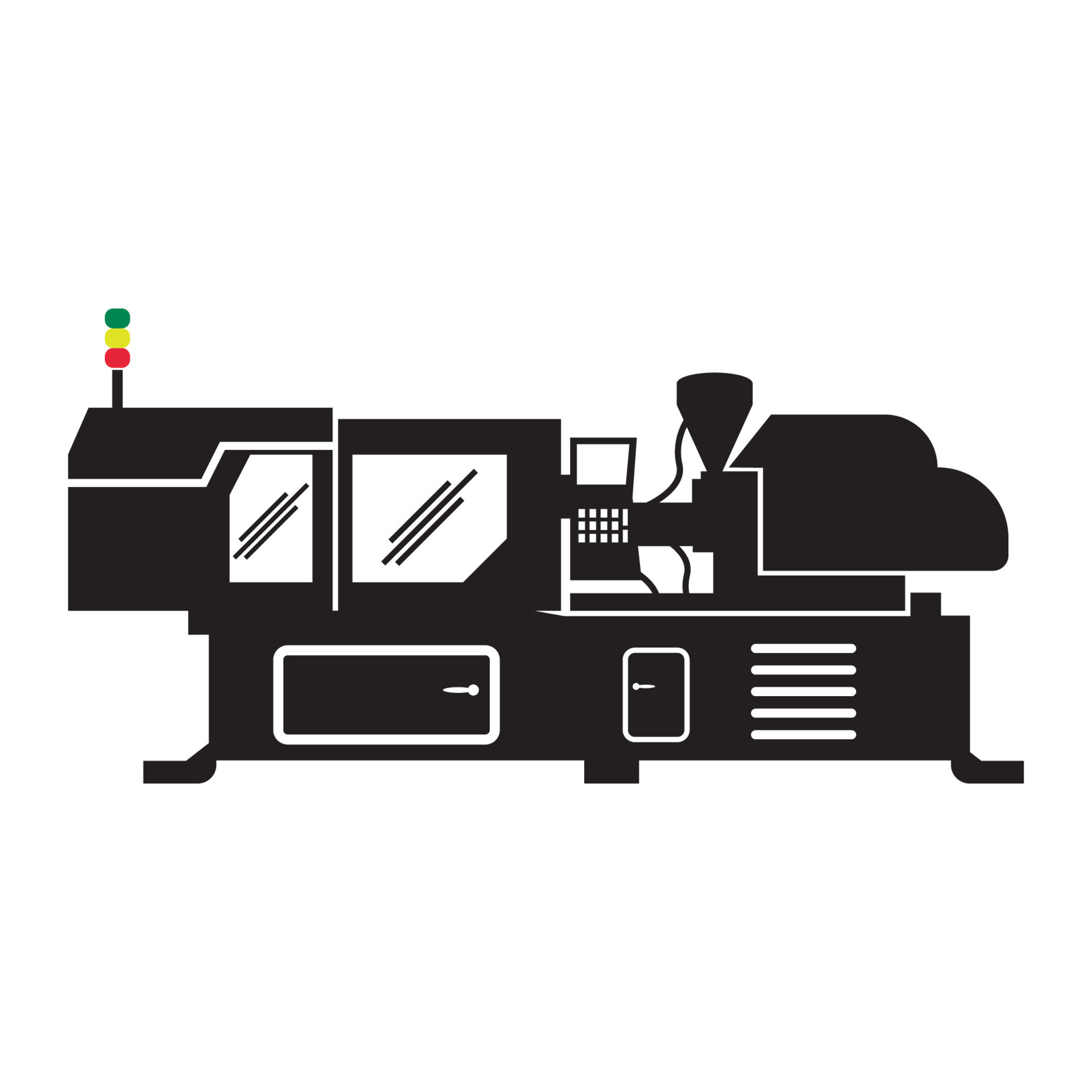 electric or hydraulic injection molding machine icon. vector