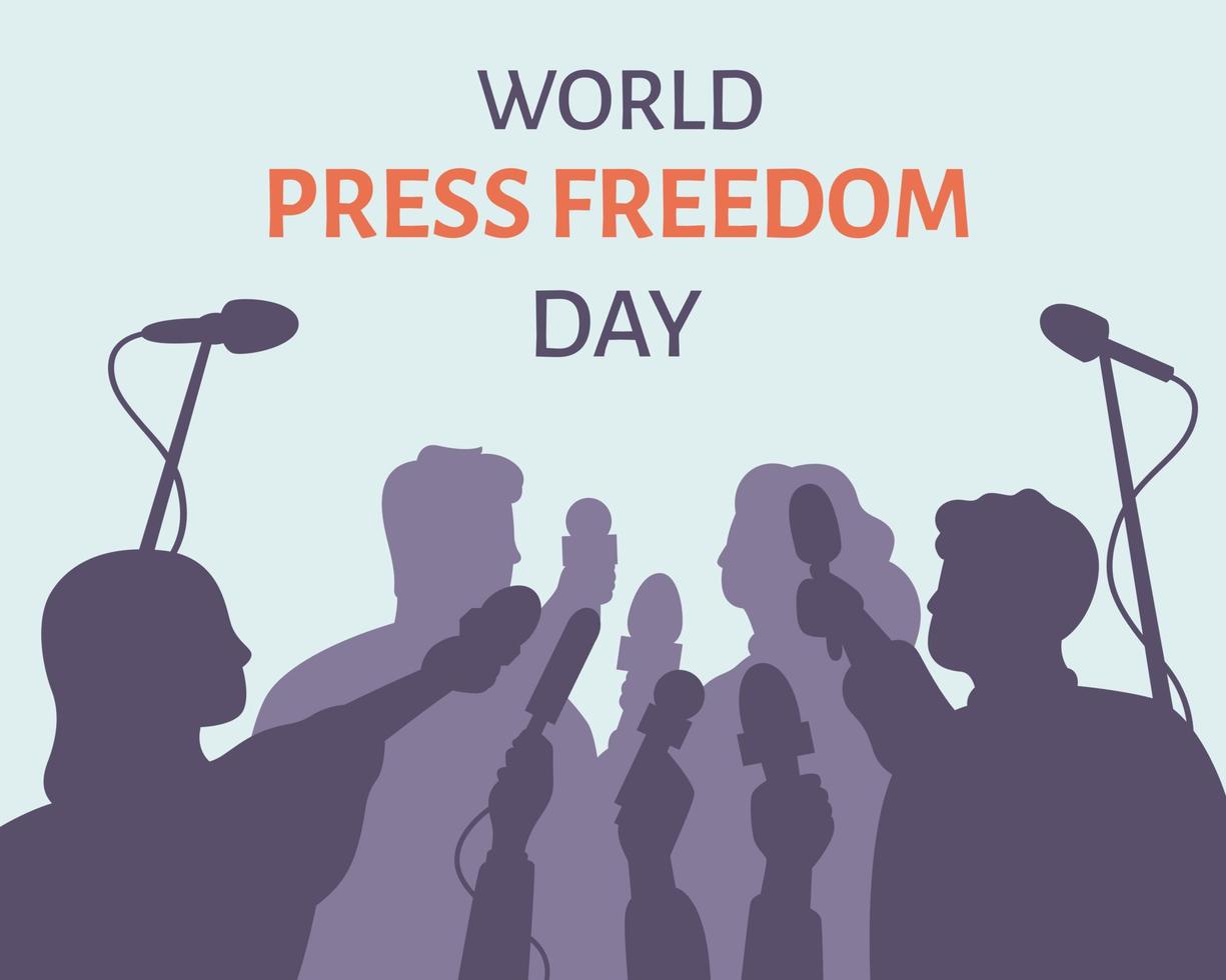 World press freedom day. Press conference of reporters. Interview, communication with journalists, mass media vector