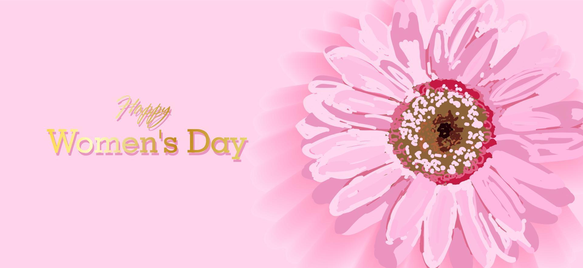 Womens day text design with flowers and pink background. Vector ...