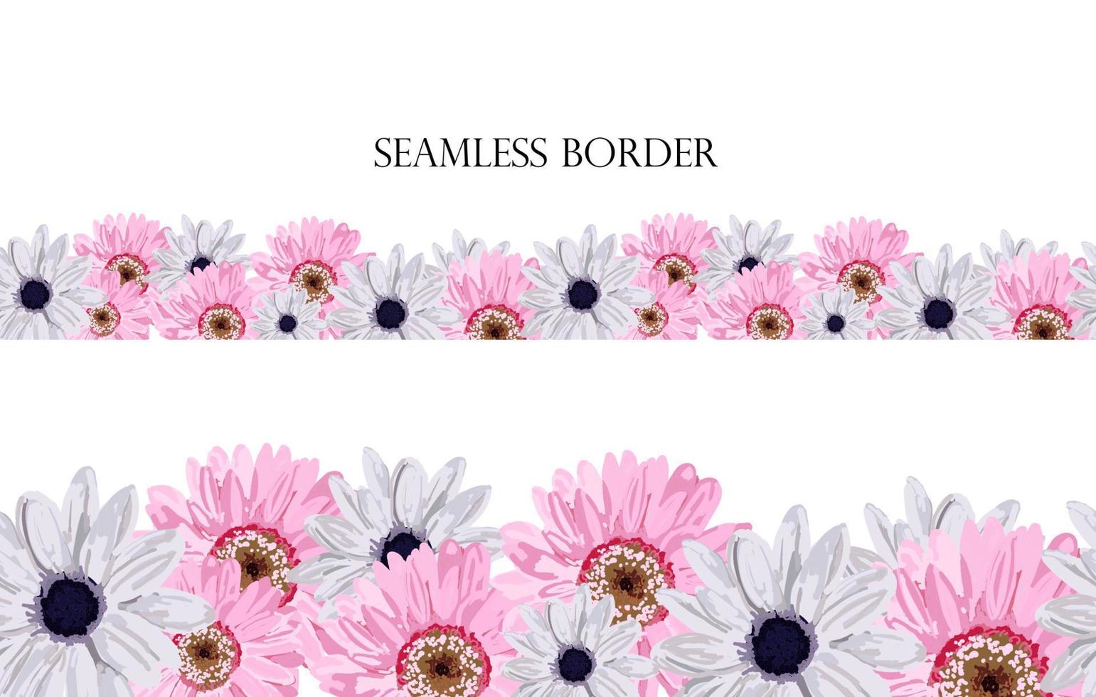 floral sin costura vector borde. repitiendo modelo. pie de página rosado flores primavera marco